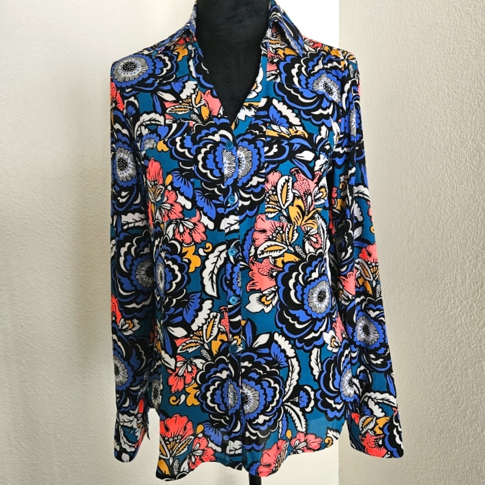 Floral Women's Top - Blue, Pink, Yellow